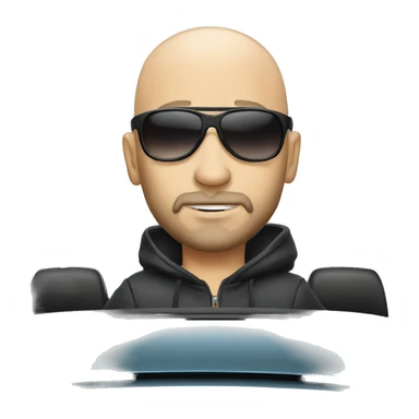 good looking bald man with a beard and sunglasses driving a sports car sticker