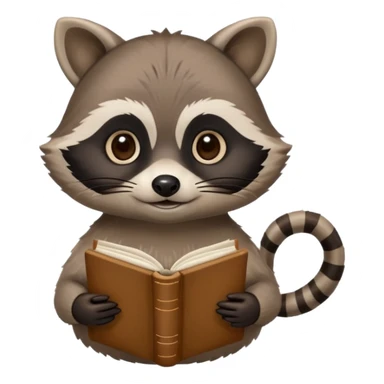 raccoon with book in a tea cup sticker