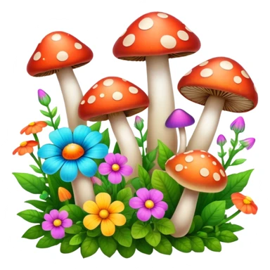 Flowers and mushrooms sticker
