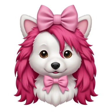 very red long haired white dog with a bow on hair sticker