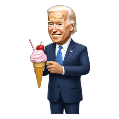 Biden eating ice cream with trump sticker