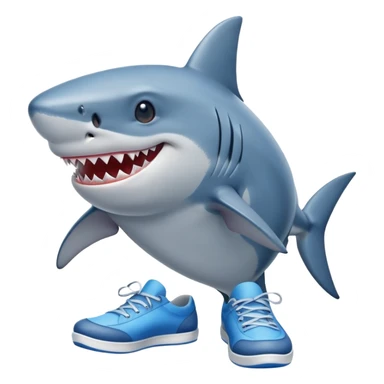 smiling shark wearing blue shoes sticker