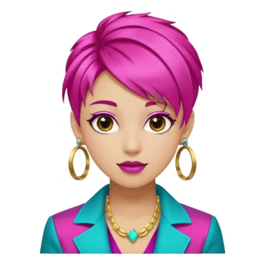 A stylish young idol in colorful stage outfit, trendy hairstyle with dyed highlights sticker