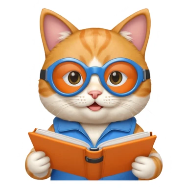 funny cat with planner with blue goggles sticker