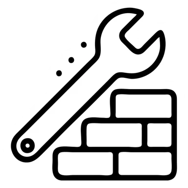 a wrench or tool actively building something, clean modern icon style, simple, easily recognizable, minimal color, suitable for app icon sticker