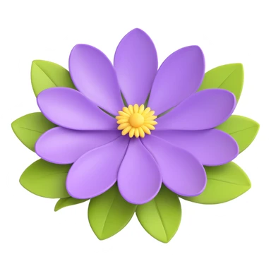 Transform this lilac flower illustration into a 3D iOS emoji style with smooth gradients, soft shadows, and a glossy, realistic look. Keep the purple flowers and green leaves vibrant and three-dimensional, resembling an Apple emoji. sticker