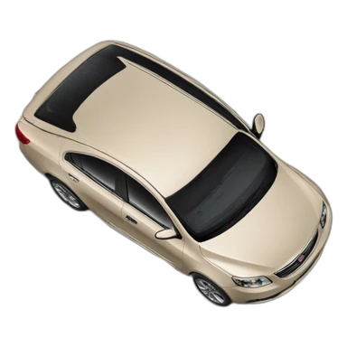 Car Geely CK beige color view from the side dioganally on the hood sticker