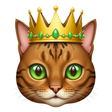 dark brown bengal cat with crown with green eyes sticker