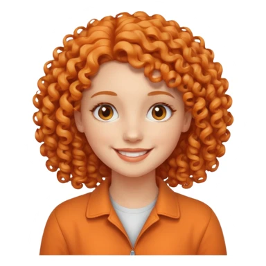 ahora hazme una mujer blanca joven con el pelo rizado y con color naranja claro  sticker