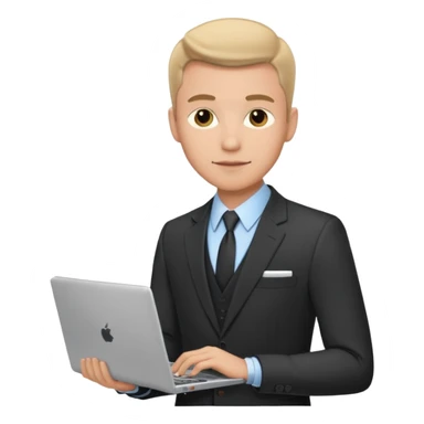 сделай мне мужчину бизнес аналитика котрый очен крутой в костюме и с компом  sticker