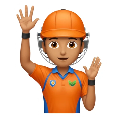 cricket player in orange kit sending a flying kiss, playful, energetic sticker