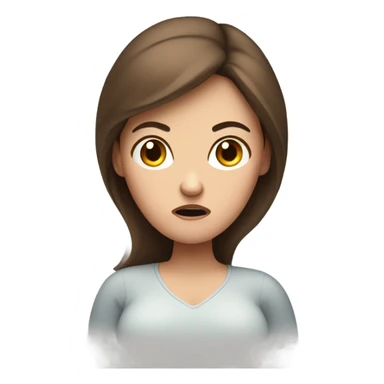 White pregnant woman with brown hair. Uncomfortable and angry. sticker