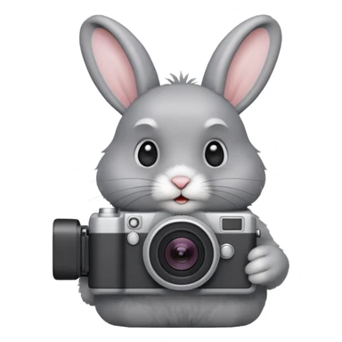 gray rabbit white camera sticker