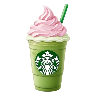 Chubby Starbucks green matcha Frappuccino with pink whip cream sticker