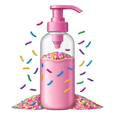 Pink shower gel light pink bottle with sprinkles and confeti on the bottle with a flip cap sticker