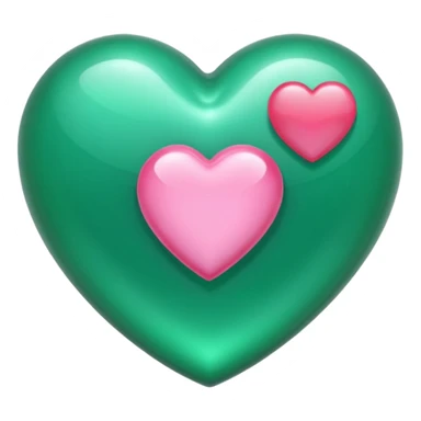 emerald heart with one mini pink heart inside of it  sticker