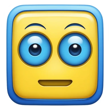 geometery dash square yellow body blue face square mouth and eyes sticker