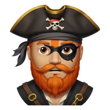 Pirata con un parche grande y negro que le cubra un ojo y con barba anaranjado sticker