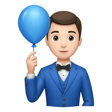 gentleman holding blue balloon sticker