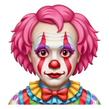 red glitter clown with the sad facial expression sticker