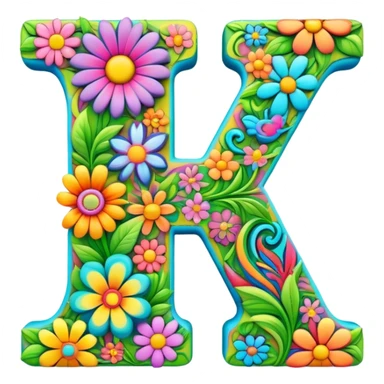 3D, gothic style psychedelic colored Letter Y with hippie style flower border sticker