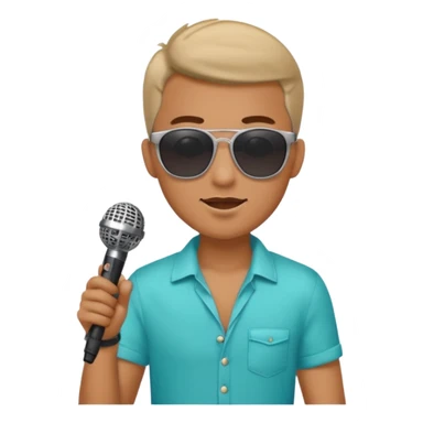 man with summer clothes and sun glasses holding microphone sticker
