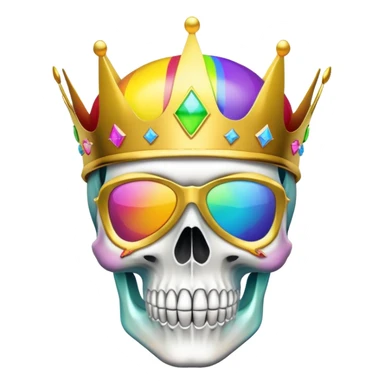 colorful skull with rainbow colors wearing a golden crown and neon ski mask sticker