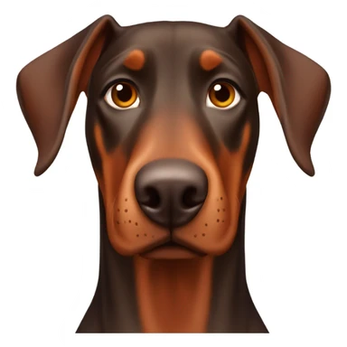 Red and brown Doberman without cropped ears face facing front happy expression  sticker