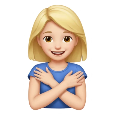 A girl crossing her arm holding her neck laughing  sticker