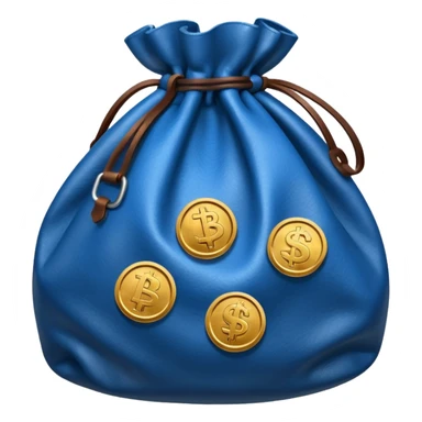 blue coins inside brown money bag sticker