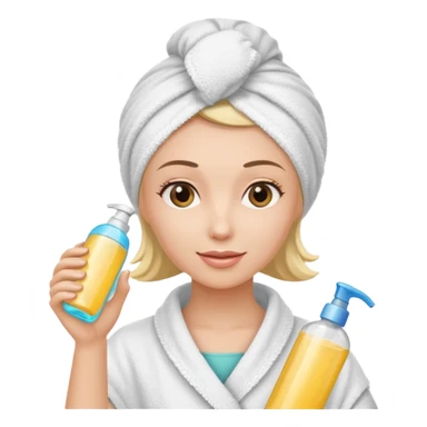 woman with a towel on her head and shampoo in her hand sticker