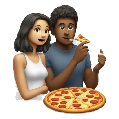 Guy and a girl smoking and eating pizza  sticker