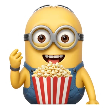 Laughing minion eating popcorn sticker