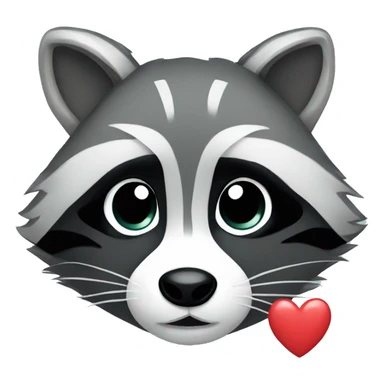 Raccoon with white heart sticker