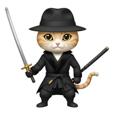cat corleone mafia ninja assasin sticker