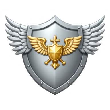 holy emblem with silver wings and shield in the middle sticker