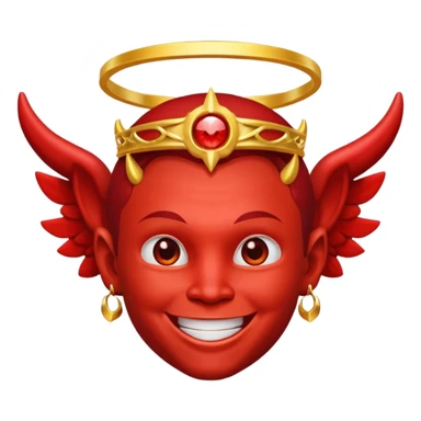 Diablo sonriente con aureola de ángel sticker