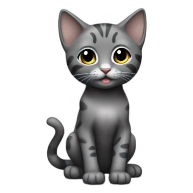 full body grey and black playful baby skinny cat sticker