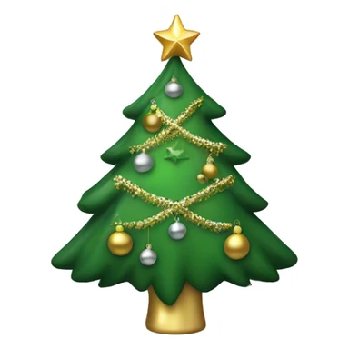 Green Christmas tree with gold and silver ornaments sticker