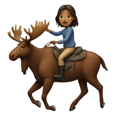 girl riding moose  sticker