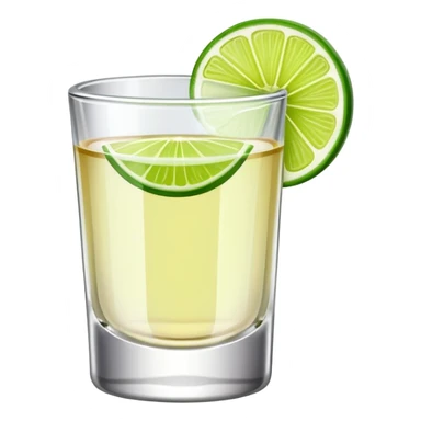 Tequila with green lime and a shot glass sticker