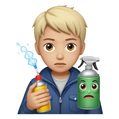 Anime character using a can of raid bug spray looking disgusted sticker