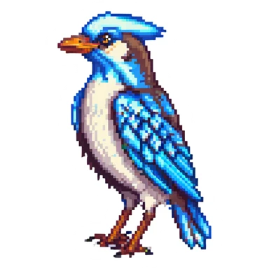 Eurasian magpie, pixel art style, retro video game look sticker