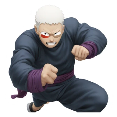 gojo from jujutsu kaisen punching a bald superhero sticker
