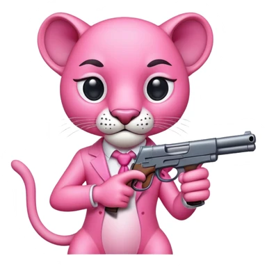 Pink panther with gun sticker
