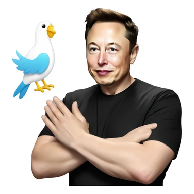 Elon musk giving the twitter bird a handshake sticker