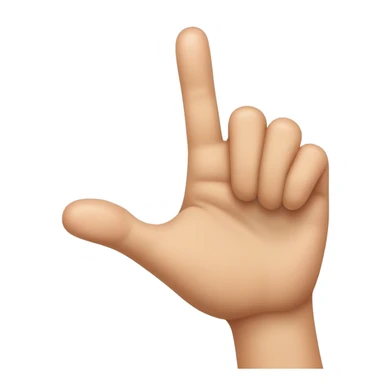 The hand in the image is making a gesture where the thumb and pinky are both extended outward. The index finger is pointing straight up, while the middle and ring fingers are curled down toward the palm.  sticker
