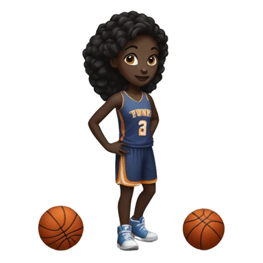 Girl with black skin, tall, playing basketball sticker