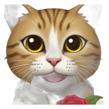 Fancy cat holding a rose in its mouth sticker