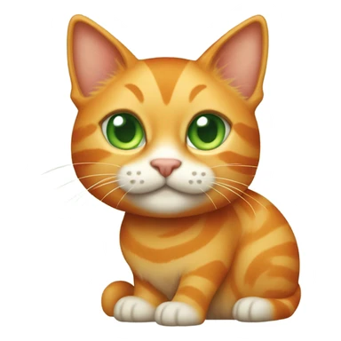 orange tabby cat who has no white fur, just swirly orange tabby with green eyes  sticker